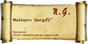 Mathern Gergő névjegykártya